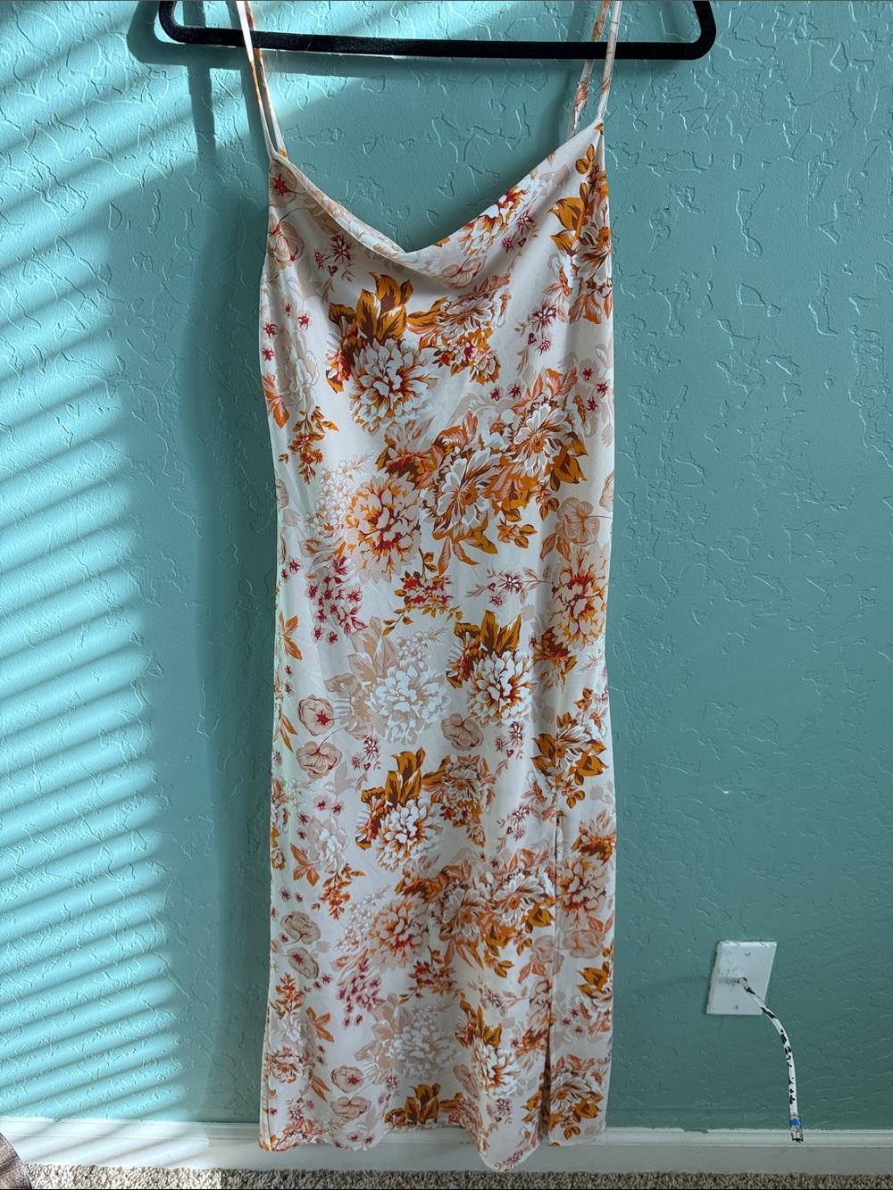 Floral Slip Dress in Ivory with Mustard Bloom